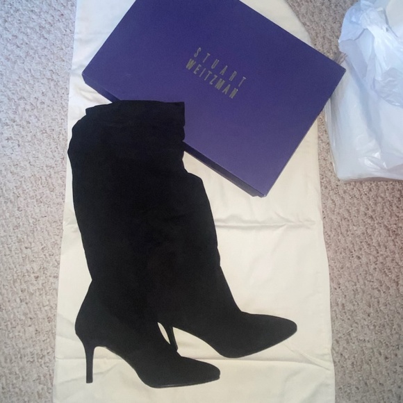Stuart Weitzman Long Black Velvet Boots Size 8.5 - Picture 6 of 7